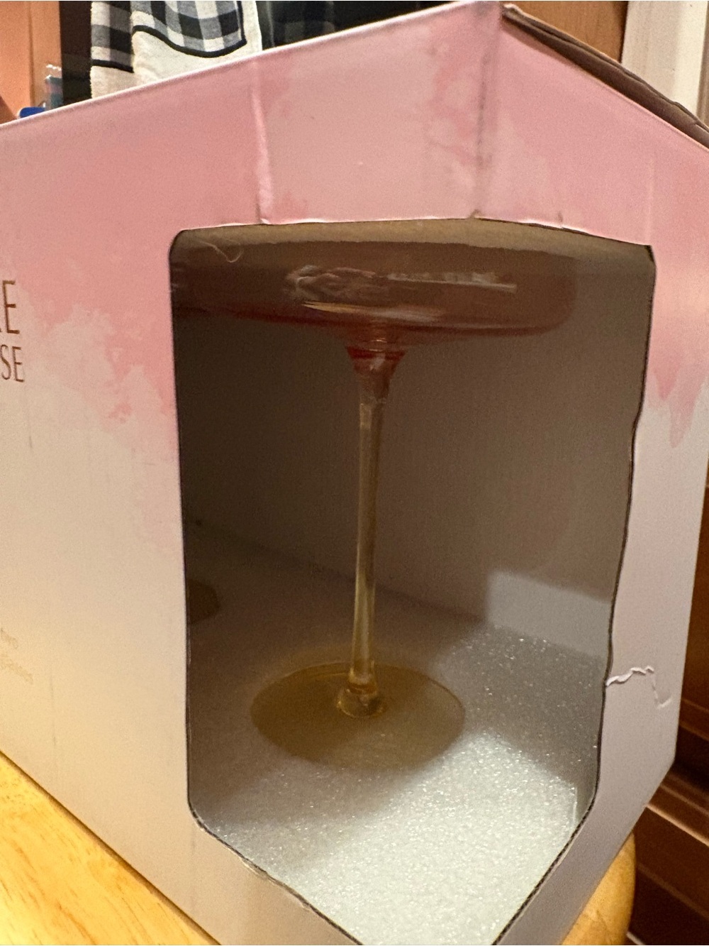2-Pink Stemmed Martini Glasses